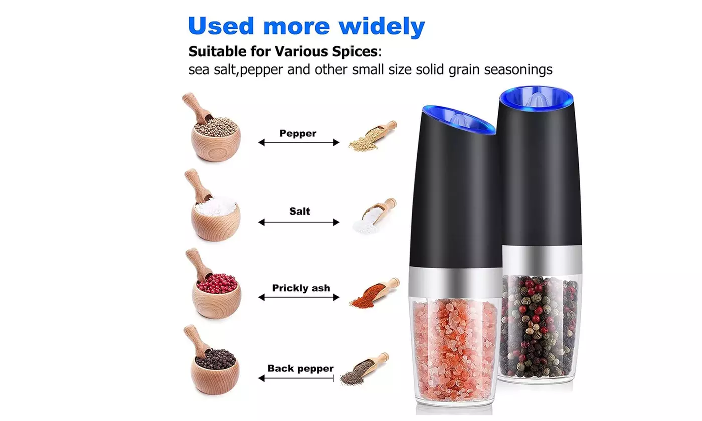 ItBelongs2U Electric Gravity Salt and Pepper Mill Automatic Spice Grinder Shaker