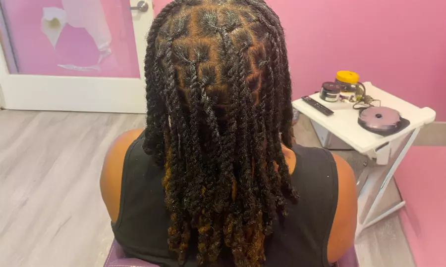 Achieve a Fresh Style with Small, Medium or Large Knotless Braid Session or Men's Braids ( Up to 49% Off ) - Second Medium