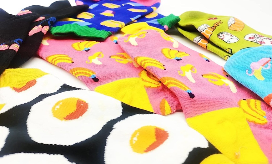 Image 3: 1 of 8 paar kleurrijke sokken met print