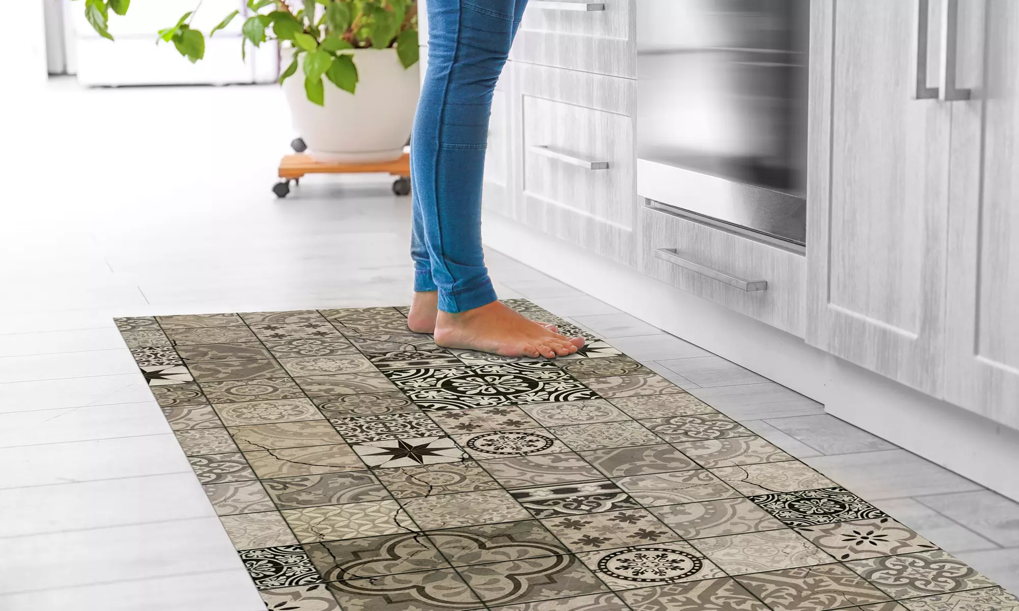 Non-Slip Kitchen Runner Rug with Digital Print