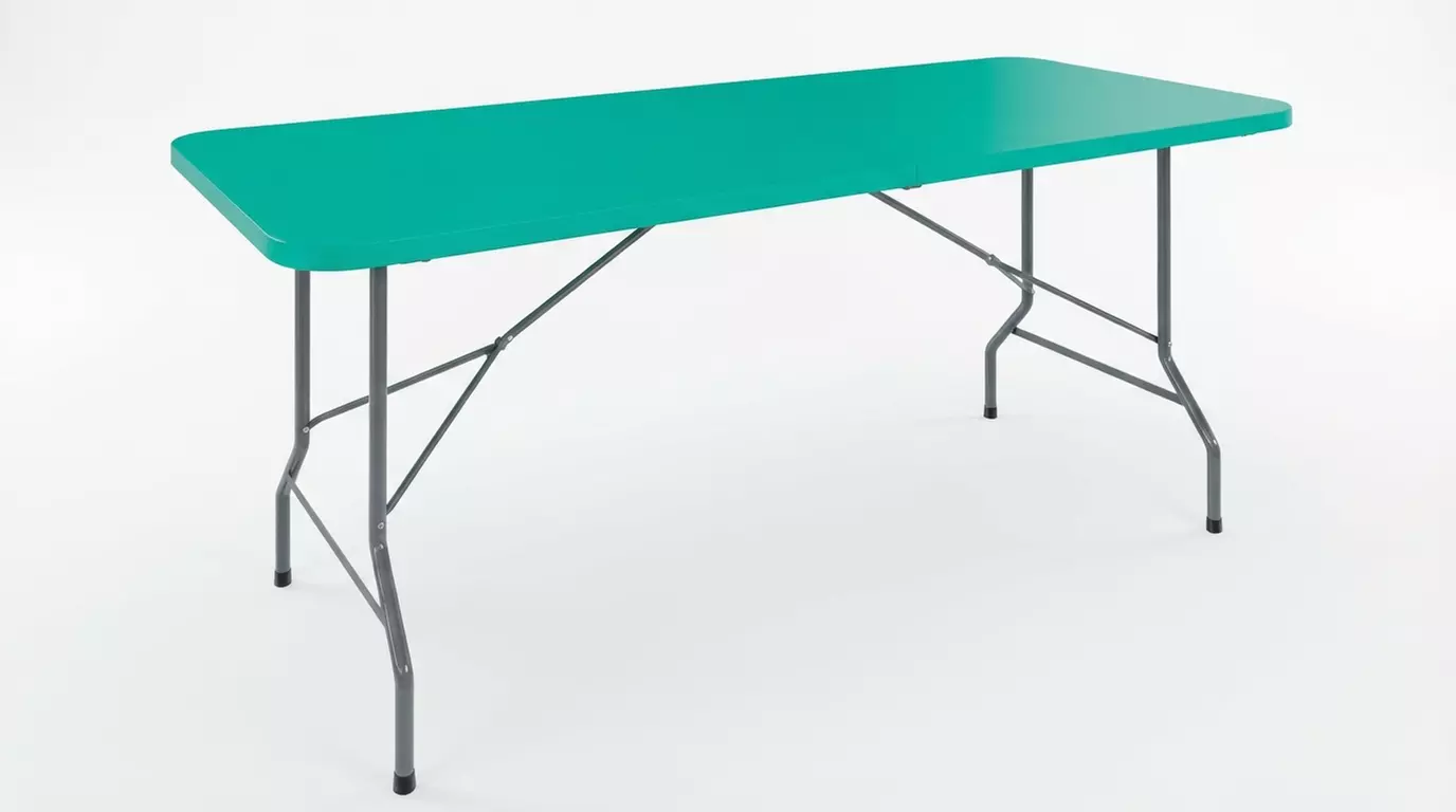 Tavolino pieghevole portatile in resina con struttura in ferro