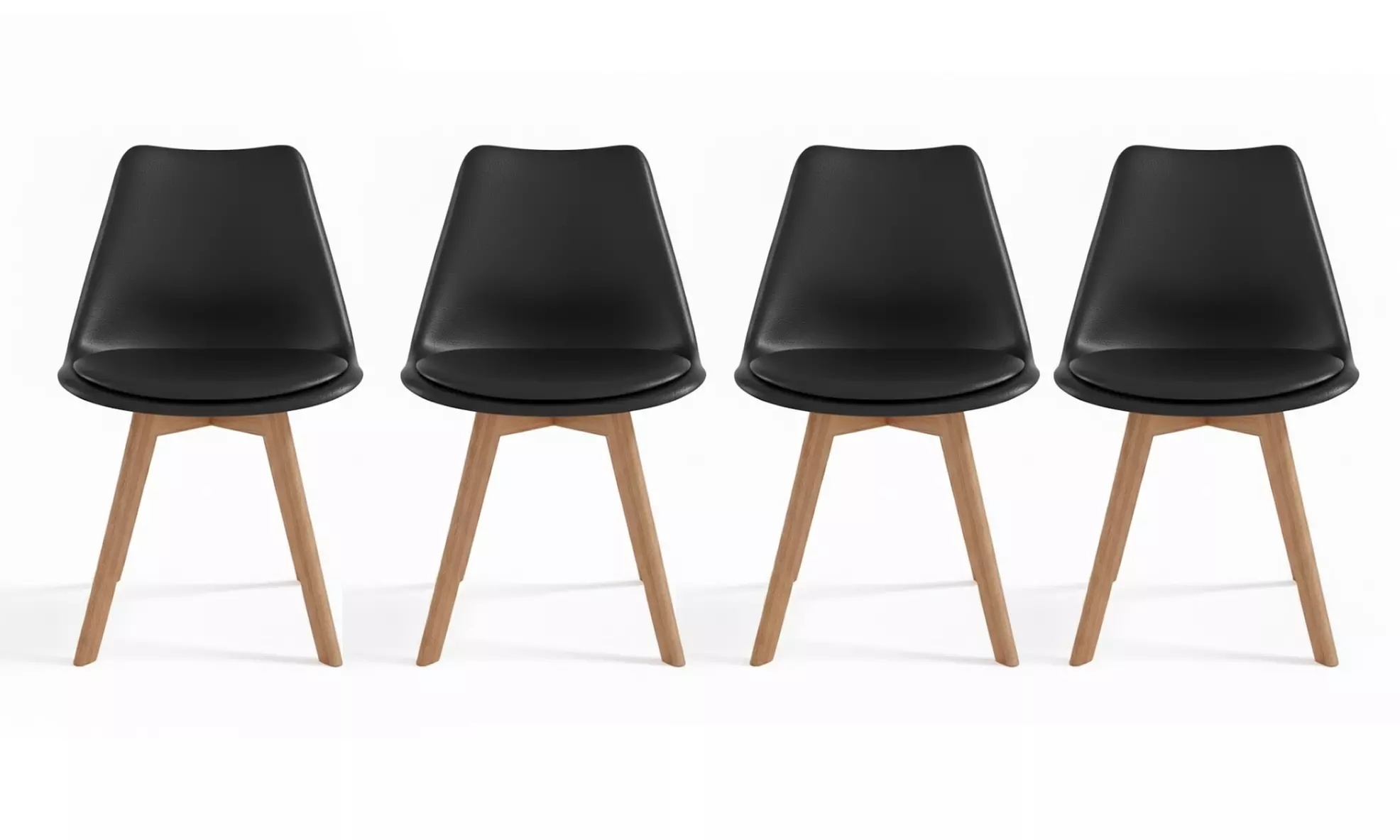 Set 4 sedie in ecopelle e legno di faggio