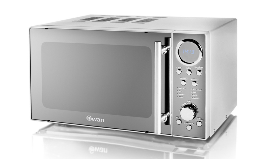 Image 1: Swan Silver Digital Microwave