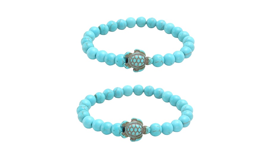 Image 3: Two-Piece Turquoise Turtle Bracelets