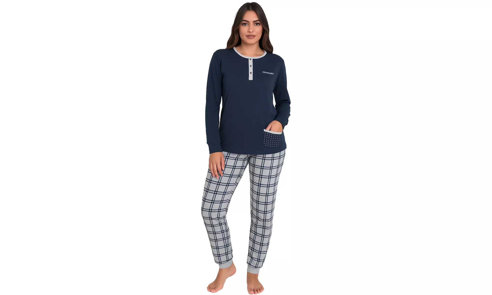 Pigiama donna invernale in cotone di Nottingham, Coconuda o De Fonseca