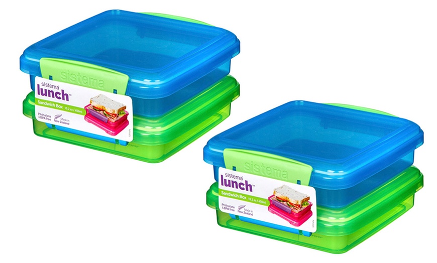 Image 1: Four Sistema 450ml Lunch Boxes