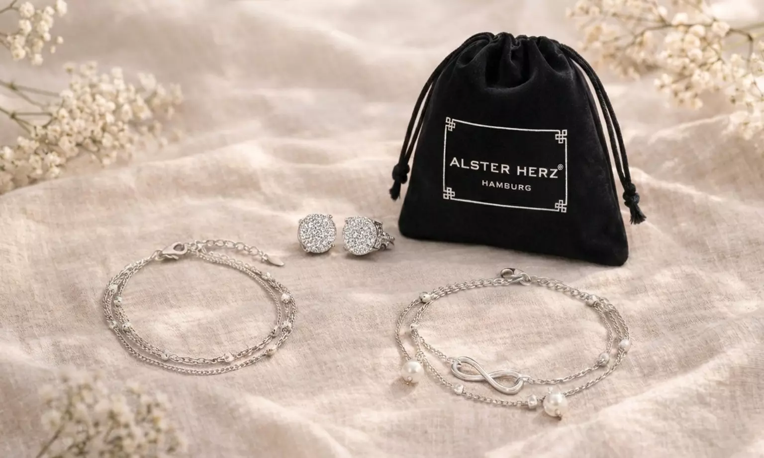 1x oder 2x 3-tlg. Schmuck-Set mit Zirkonia