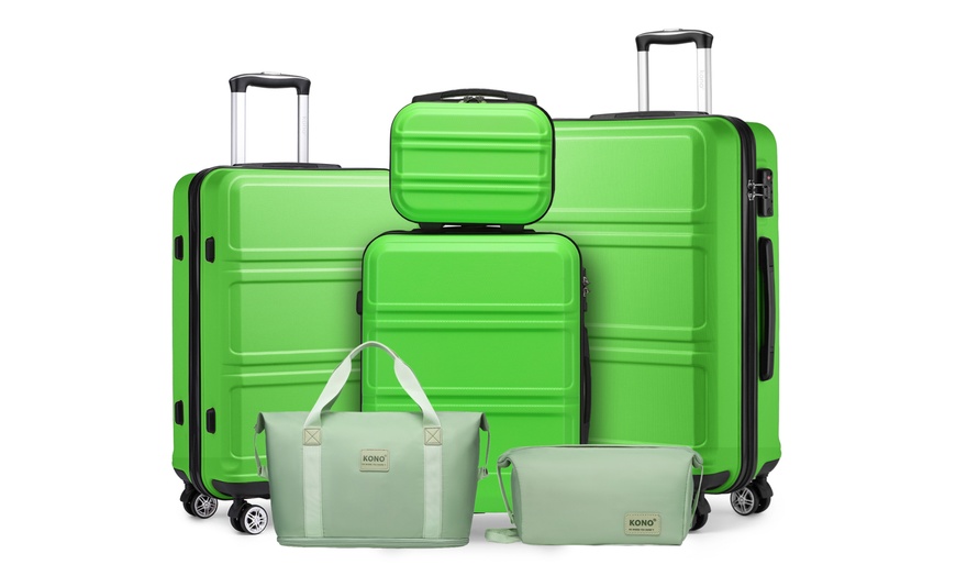 Image 1: Kono Six Piece Suitcase Set with TSA Lock and 360° Wheels