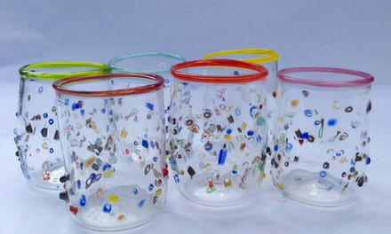 Set of Four Handblown Multi-Colored Tumblers - Janke Glassblowing Studio