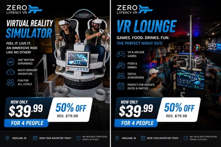 VR Experience Voucher - General Admission to VR Lounge (4 People) - Zero Latency VR Highland, Highland, IN