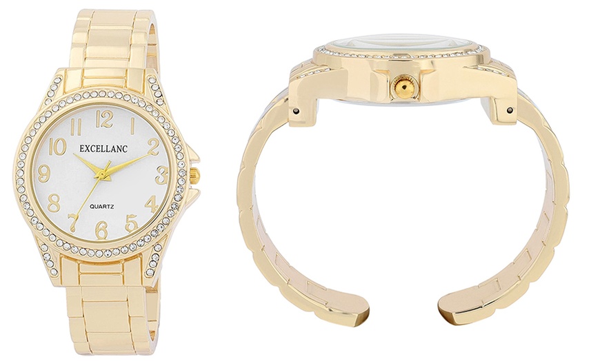 Image 4: Reloj de pulsera analógico con piedras brillantes de Excellance