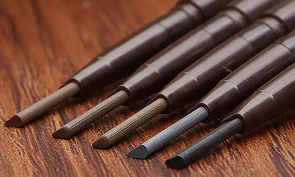 2 Pack Eyebrow Pencil Retractable Slant Tip with Brush Double-end Waterproof