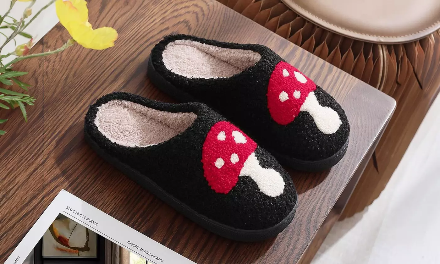 Mushroom Slippers For Women Men Warm Cozy Plush Fuzzy House Slippers