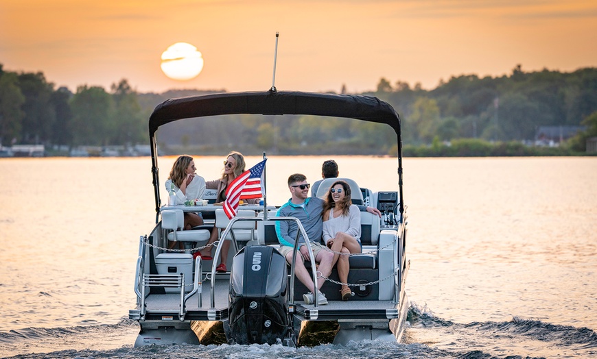 Image 4: 8-Hour Double Decker Pontoon Rental with Slide - Up to 15 People