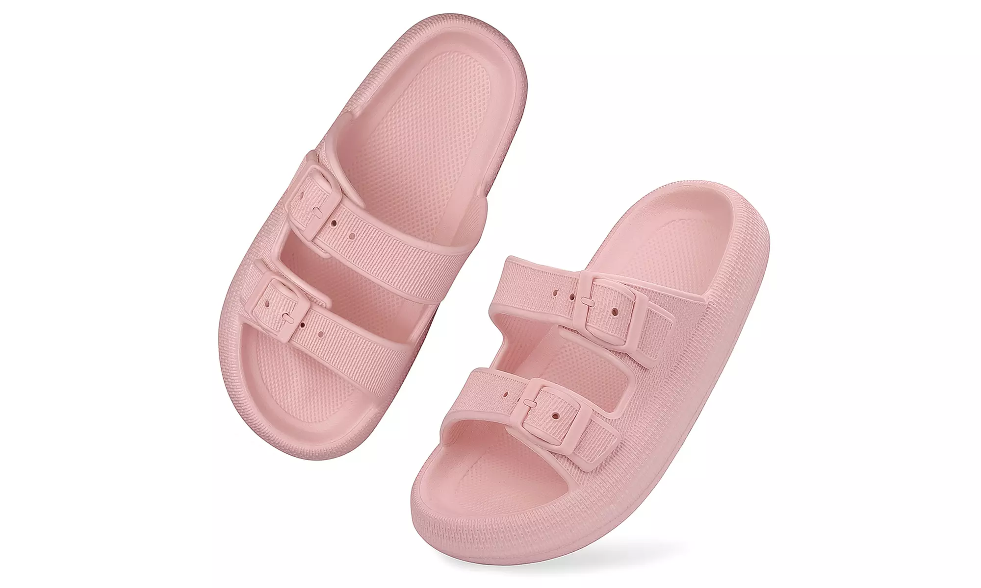 MKP Unisex Slides Sandals Thick Sole Adjustable Pillow Sandals Double Buckle