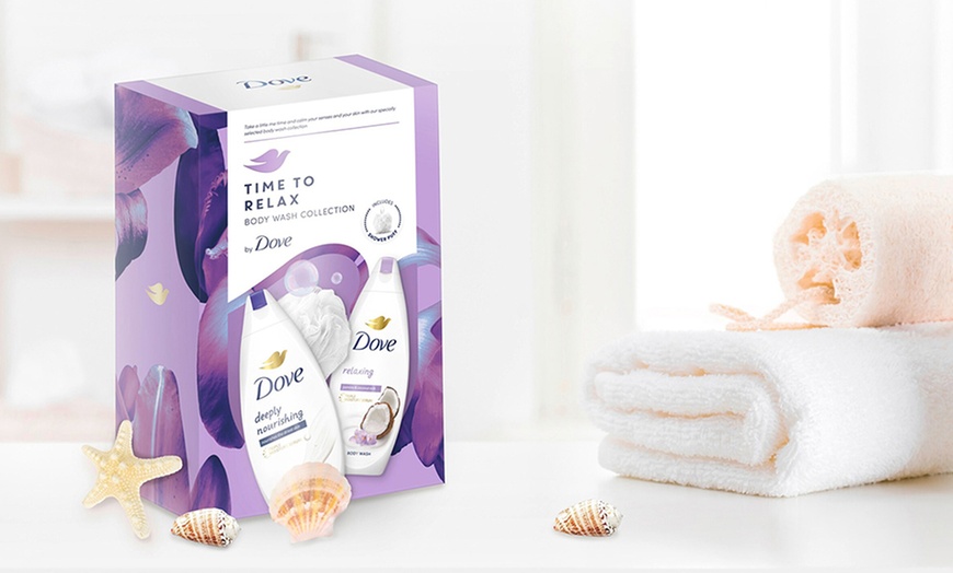 Image 8: Up to Four Dove Time to Relax Body Wash Collection Gift Sets