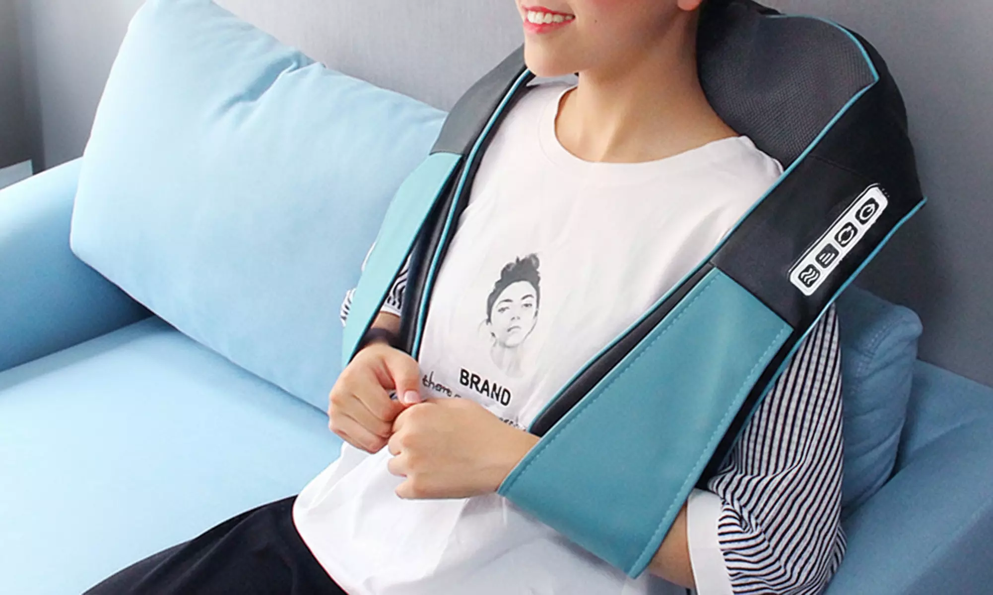 Electric Neck Shoulder Massager with Heat Deep Tissue Kneading Massager Pillow