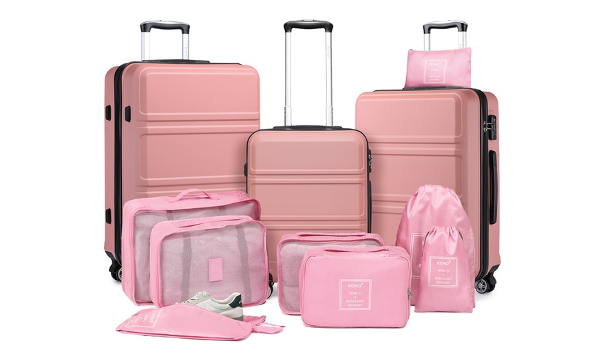 Image 12: 1x oder KONO 3x ABS-Hartschalenkoffer mit 8er-Set Reise-Organizer