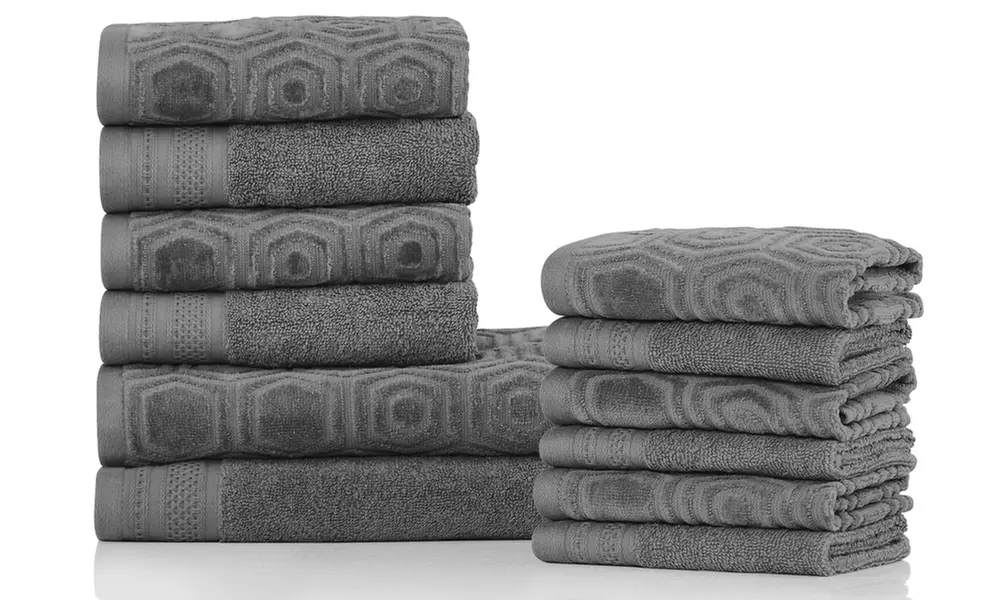 Superior 100% Cotton Honeycomb Jacquard and Solid Towel Set (12-Piece) - Primary Image