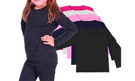 Pack de 5 sous-pulls pour fille à col rond