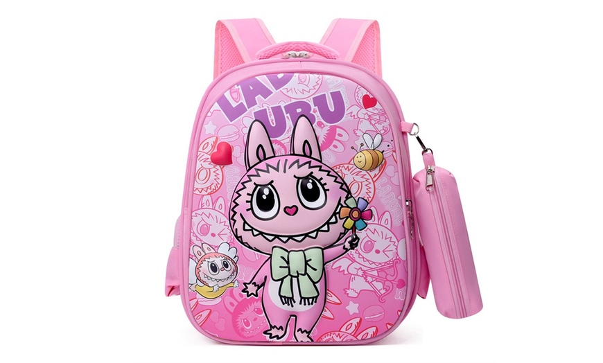 Image 11: Labubu Inspired Kids' Backpack with Pencil Case