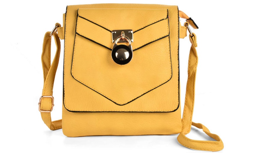 boxy push lock crossbody bag