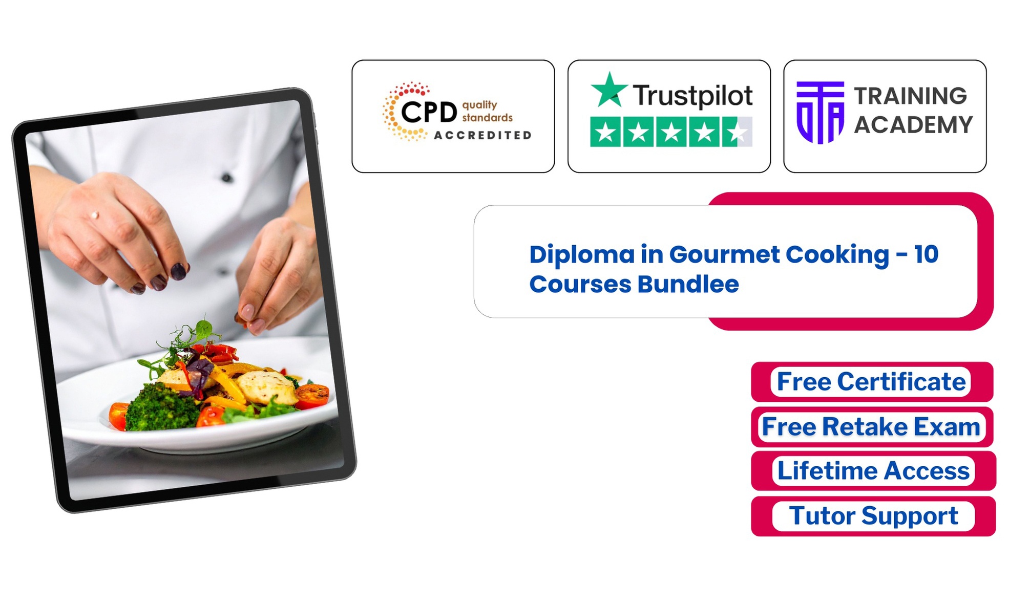 Diploma in Gourmet Cooking or Lifetime Membership to 2000+ Courses