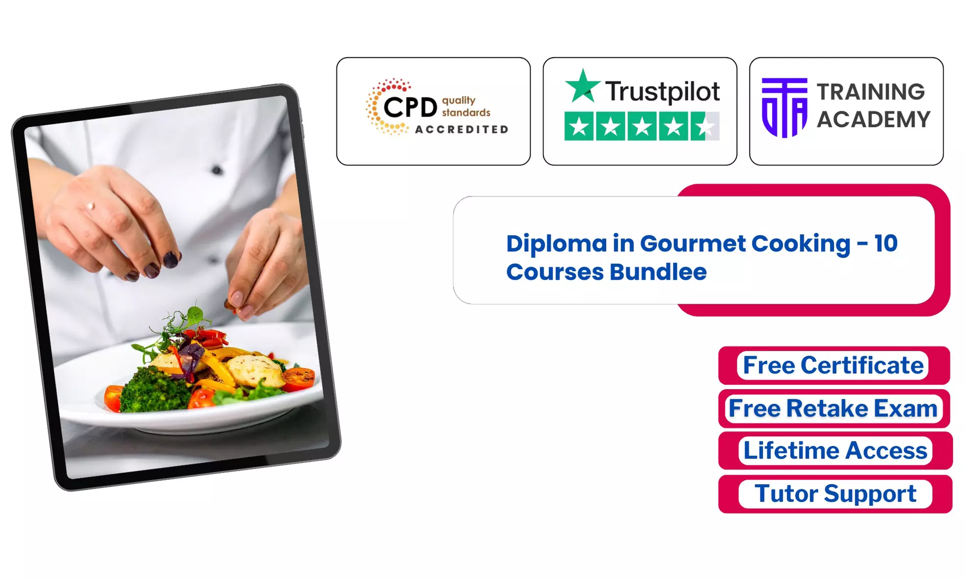 Master Diploma in Gourmet Cooking Online or Lifetime Membership to 2000+ Courses @Online Training (Up to 40%Off) - Primary Image