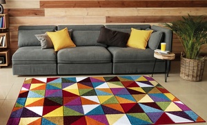 Multi Brights Colour Carved Floor Rug 