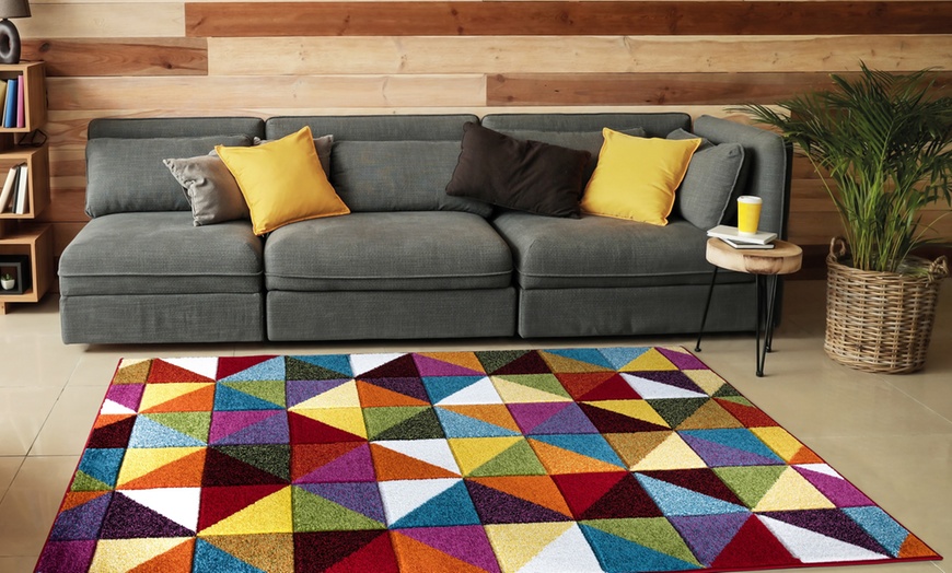 Image 1: Multi Brights Colour Carved Floor Rug
