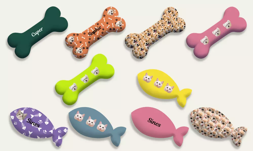 One or Two Custom Pet Toys - Custom Frisbees or Bones Available!