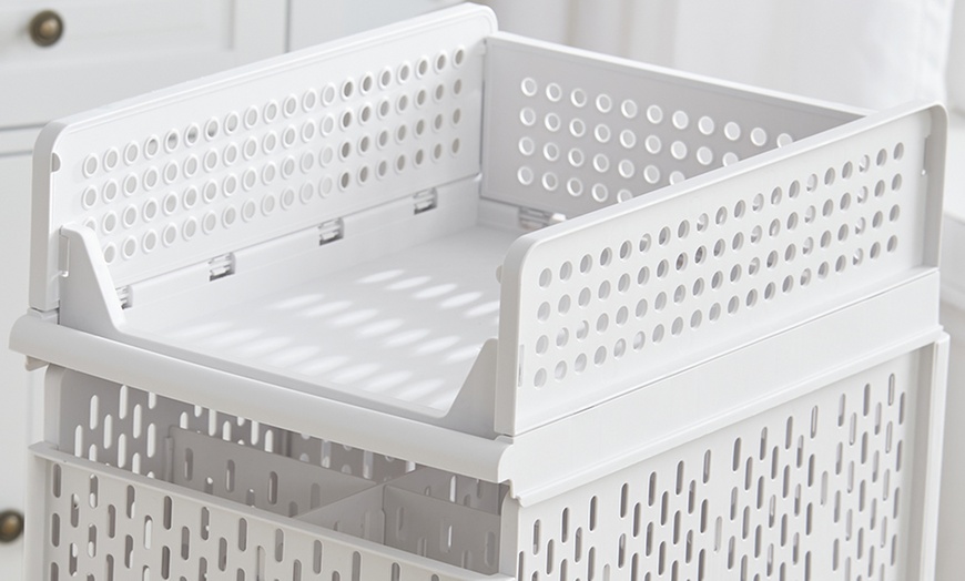 Image 3: Foldable Stackable Drawer Storage Basket 