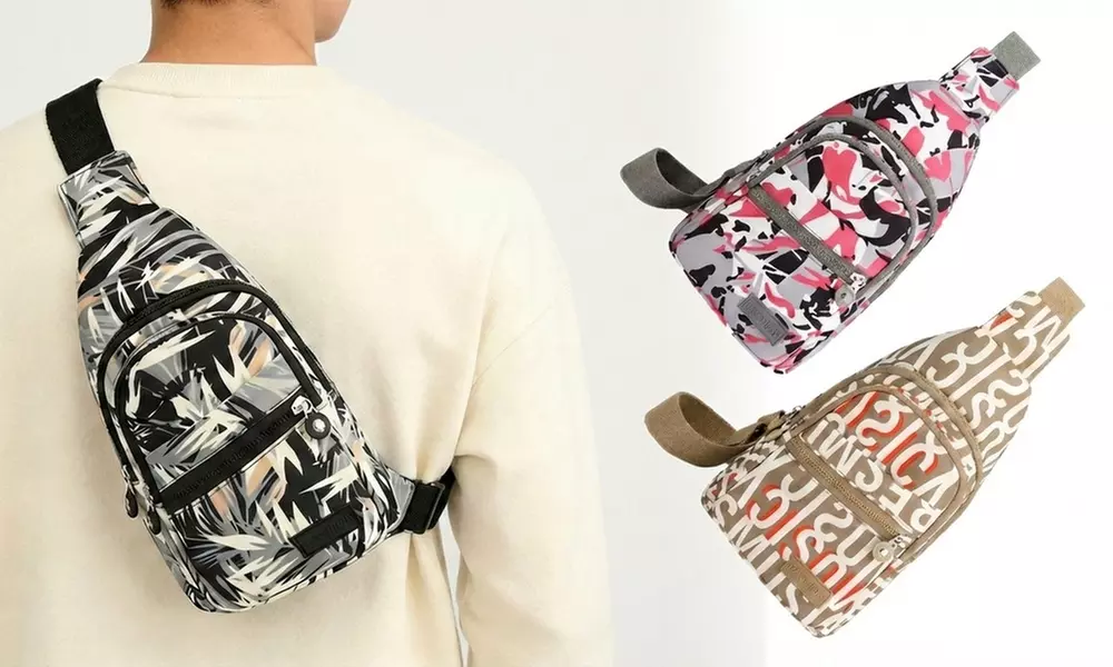 Nylon Chest Sling Bag with Hidden Earphone Port