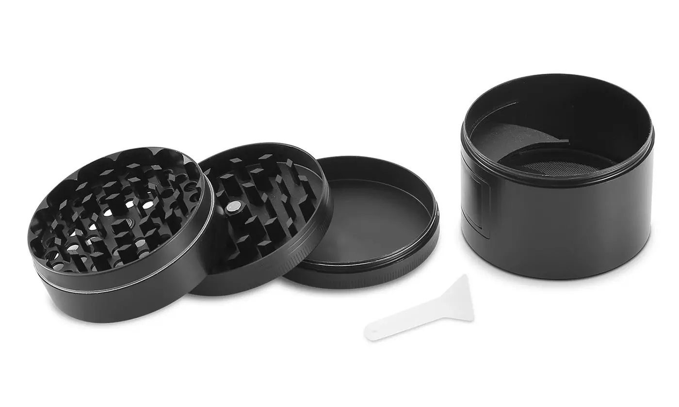 iMounTEK 4-Piece Herb Spice Tobacco Grinder with Window & Scraper