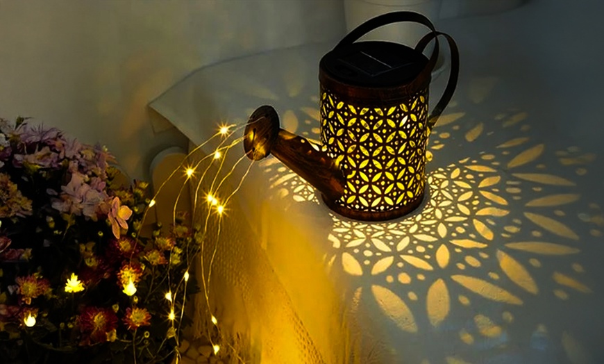 Image 18: Solar Watering Can Light - Warm White LED Rainfall Effect Garden Stake