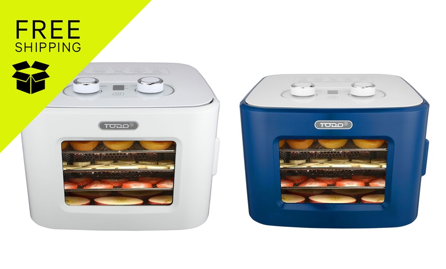 Image 1: TODO 400W Food Dehydrator Stainless Steel Interior in Navy or White