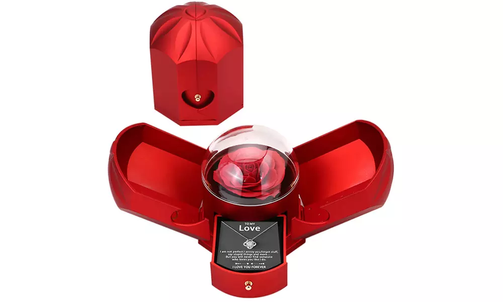 Coffret rose éternelle et collier