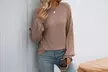 Womens Long Sleeve Knit Tee Ruffle Puff Sleeve Tunic Shirts - Second Medium