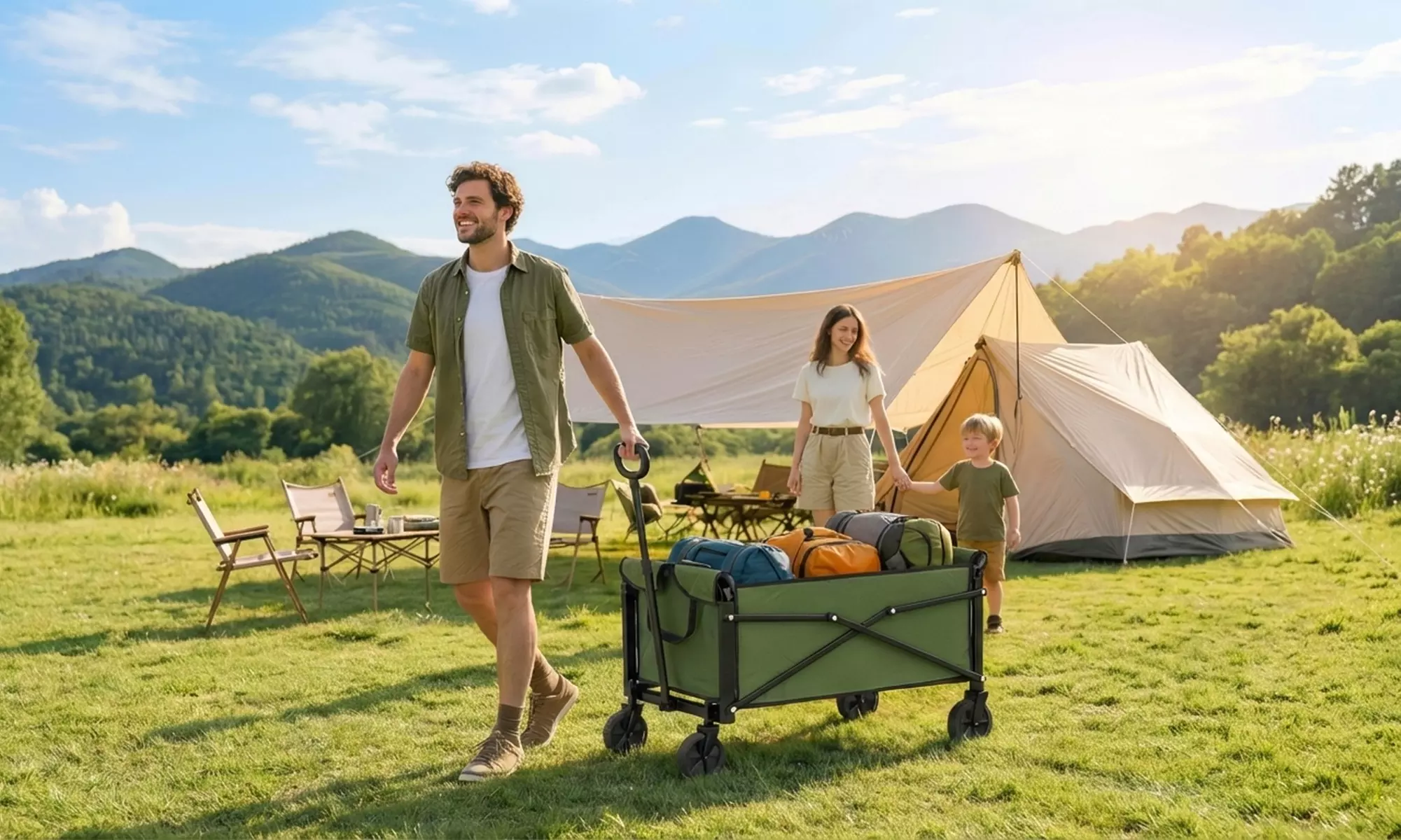 Outsunny Foldable Festival Trolley Cart with 80L Capacity