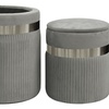 Image 11: 2er-Set zylindrische Samt-Poufs mit Stauraum