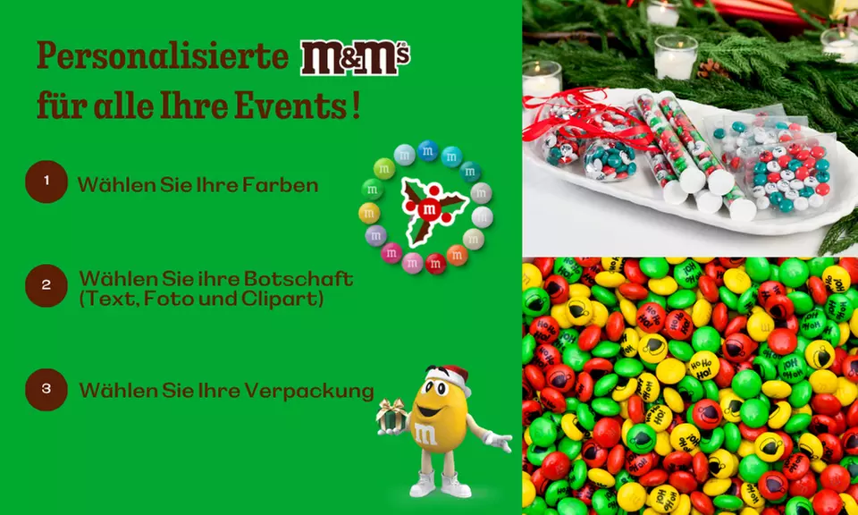 Wertgutschein über 20 €, 30 € oder 50 € anrechenbar auf personalisierte Schokolinsen mit Fotos/Text bei M&M's - Second Medium