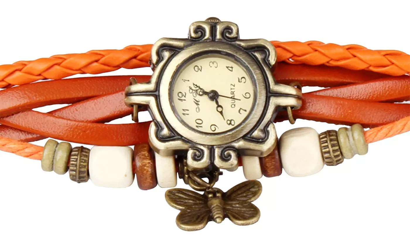 Women's Vintage Bohemian Vegan Leather Watch  (Charm And Color Choices)