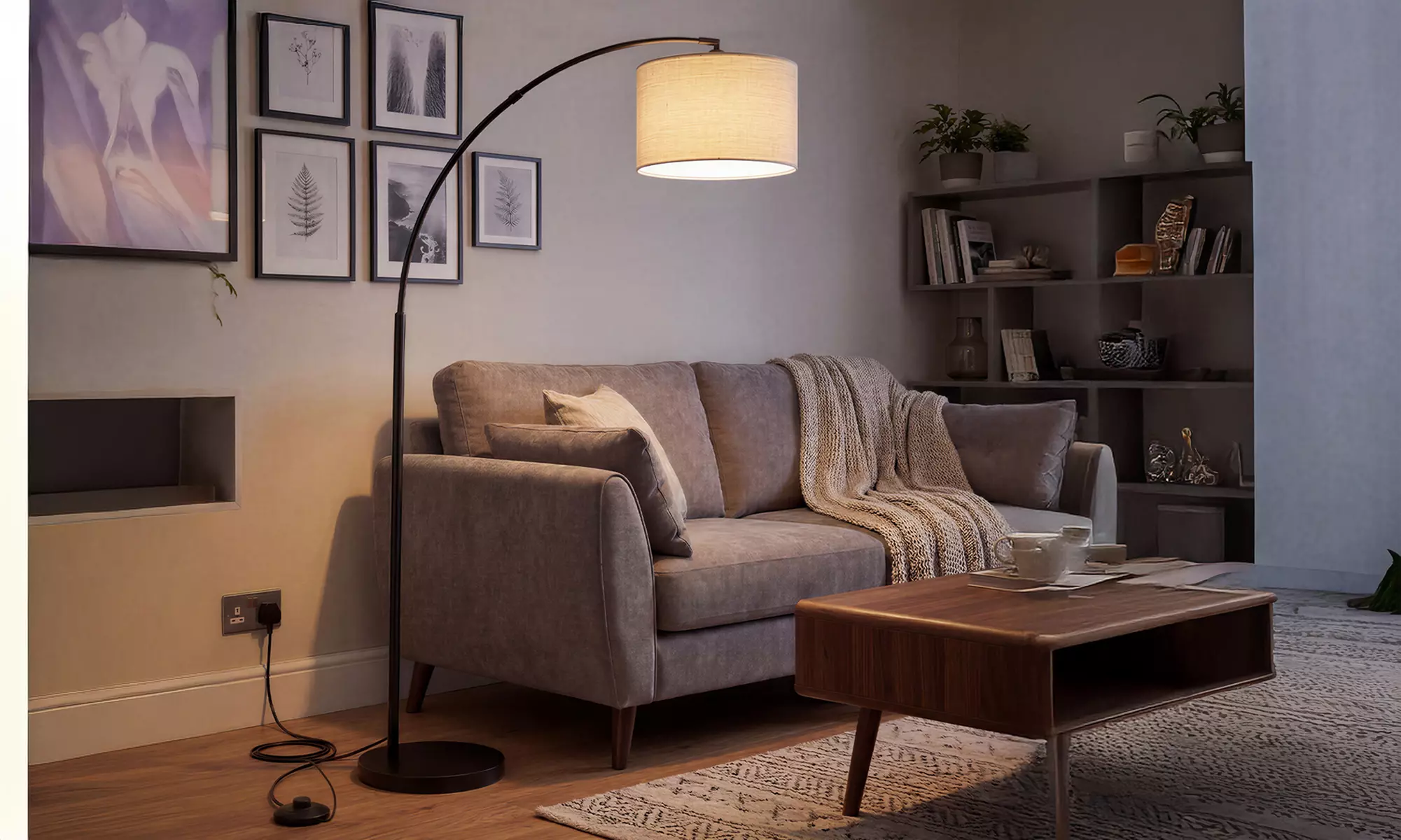Emitto Modern Floor Lamps - Uplighter with Reading Light and Arc Lamp