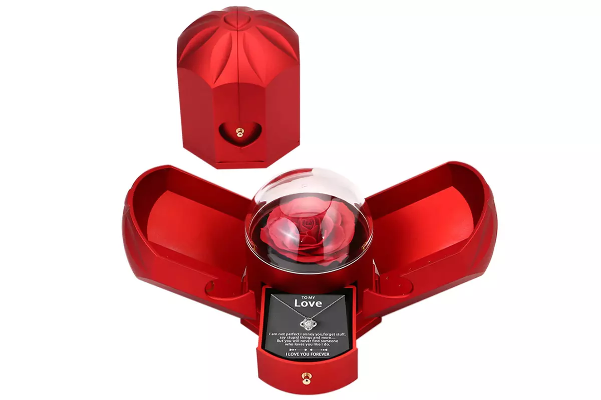 Geschenk-Set mit konservierter Rose & eleganter Halskette