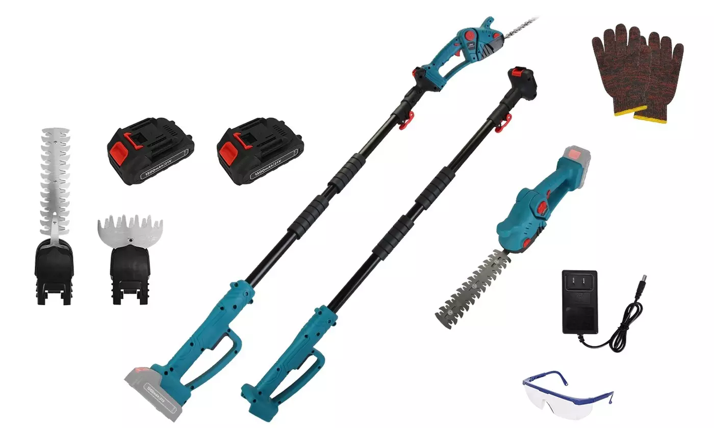 iMounTEK Cordless High-Reach Hedge Trimmer & Grass Shear Electric Pruner