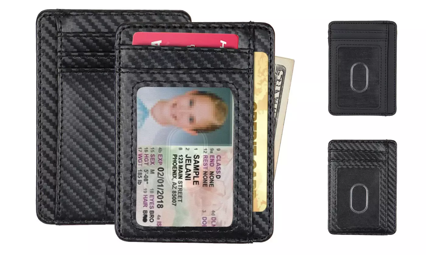 Slim Minimalist Front Pocket RFID Blocking Carbon Fiber Wallets Wallet