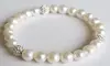 Genuine Freshwater Pearl Stretch Bracelet made With Crystals From Swarovski