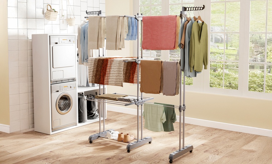 Image 4: Four-Tier Foldable Laundry Dryer Rack Indoor or Garden Rack 