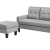 Image 3: Reversible Velvet L-Shaped Sectional Sofa with Ottoman Corner Couch