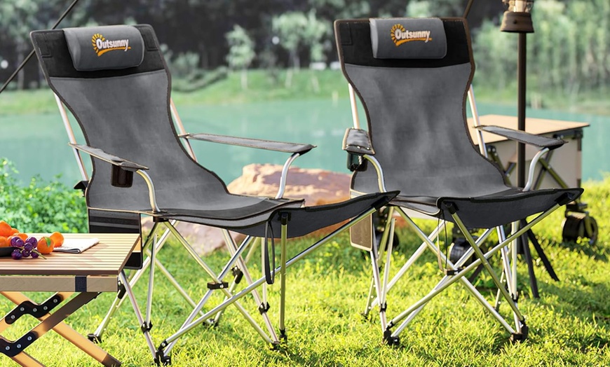 Image 8: Set of Two Outsunny Folding Camping Chairs 